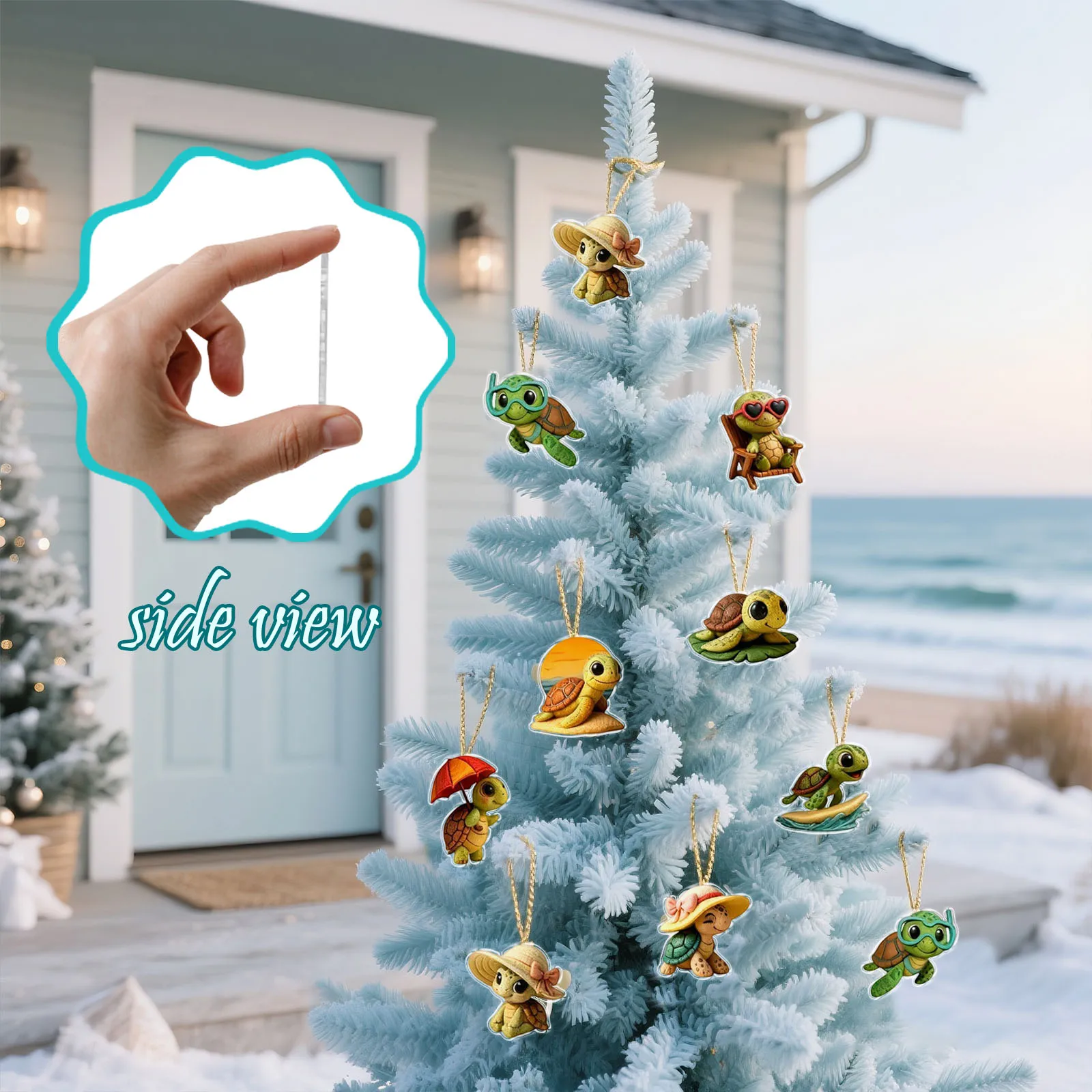 ปฏิทินนับถอยหลังคริสต์มาสรูปเต่าทะเลน่ารัก 24 ชิ้น ทำจากอะคริลิก 2 มิติ กล่องสุ่ม ของตกแต่งคริสต์มาส