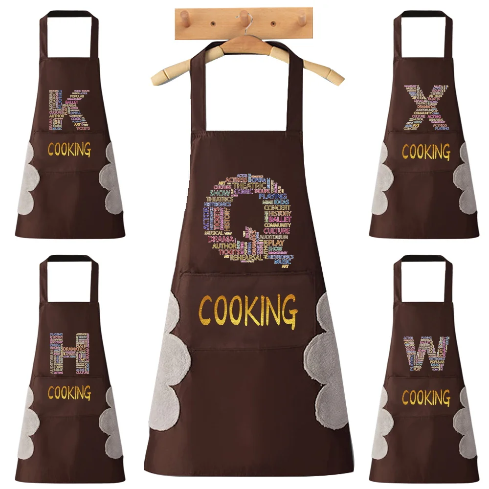 

Kitchen Aprons for Woman Men Chef Work Waterproof Apron Restaurant Clean Uniform Text 26 Letter Series Beauty Nails Work Clothe