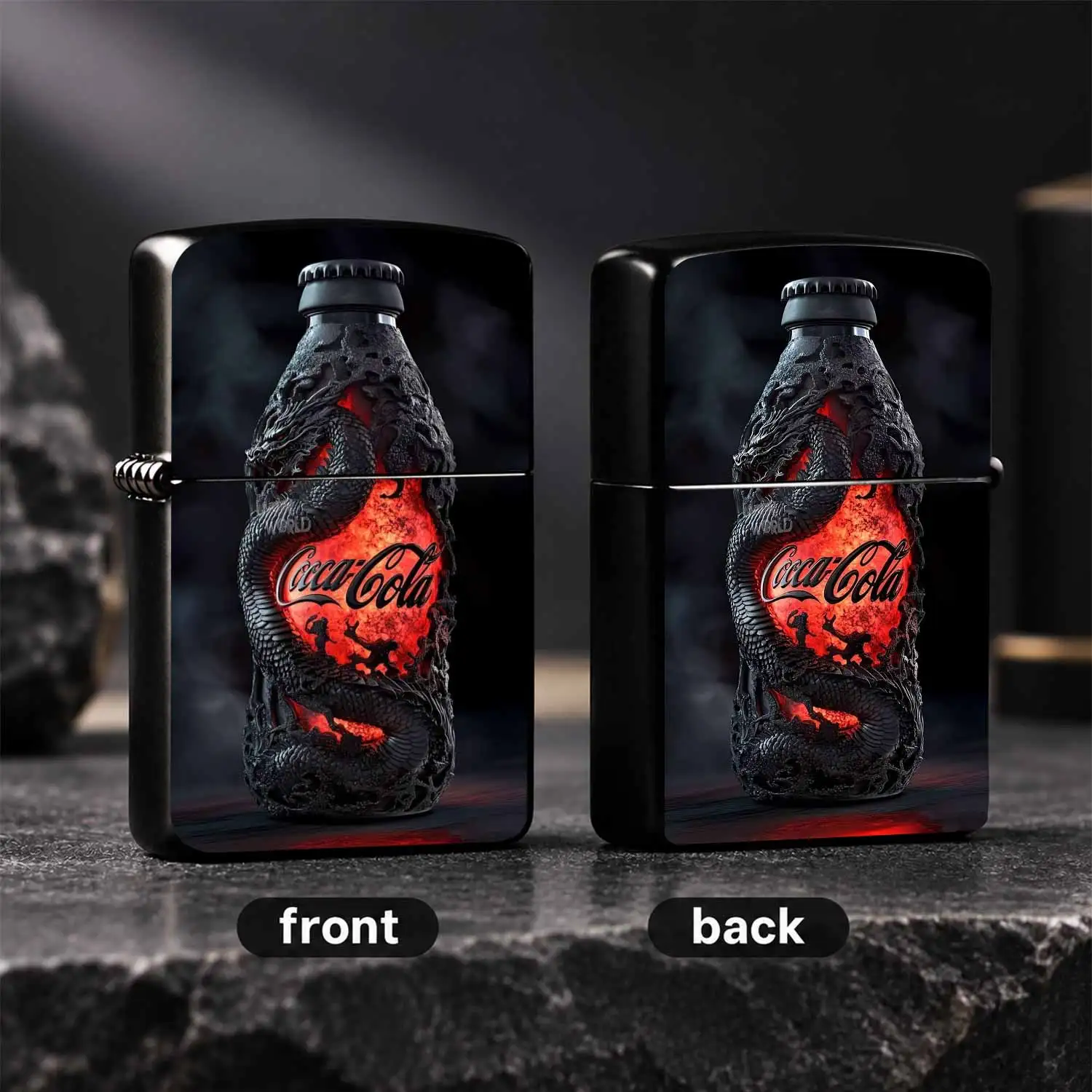 Creative Lava Dragon Pattern Coke Bottle Shaped Lighter, Cool Aesthetic Portable Igniter With Unique Embossed Dragon Detail, Versatile Daily Use Decorative Item For Home Outdoor Gathering, Exquisite Stylish Gift For Trendy Friends A Humorou