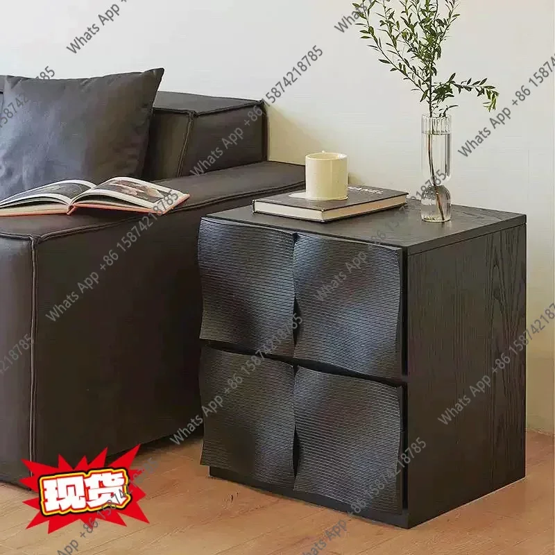 25 N Italian Ripple Cabinet Bedroom Bedside Table Italian Log Locker Living Room Sofa Full Solid Wood Dou X
