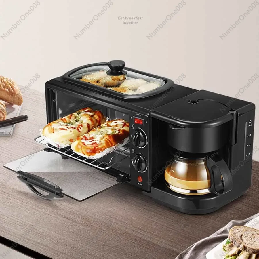 3 In 1 Electric Breakfast Machine Multifunction Coffee maker frying pan mini oven  household bread pizza oven frying panD398