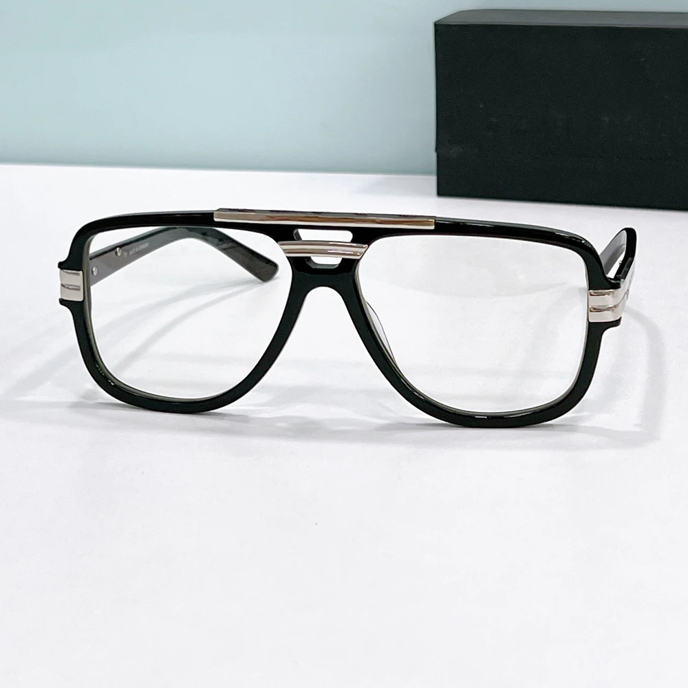 Vintage Eyeglasses Frame Square Gold Black Glasses Frame Men Eyewear