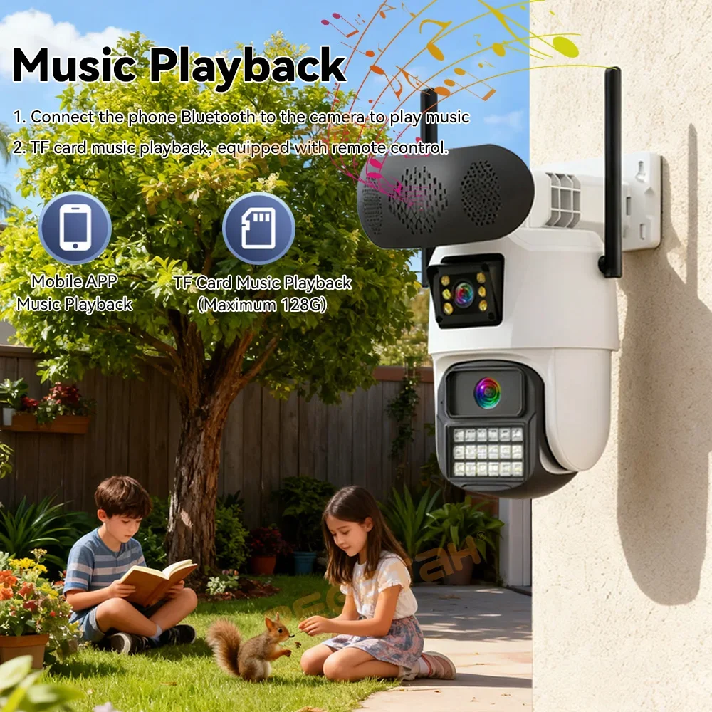 جديد 4K كاميرا أمان WiFi في الهواء الطلق مع سمّاعات بلوتوث عدسة مزدوجة تتبع السيارات IP CCTV شاشة مزدوجة الوصول NVR Cam iCSee APP #3