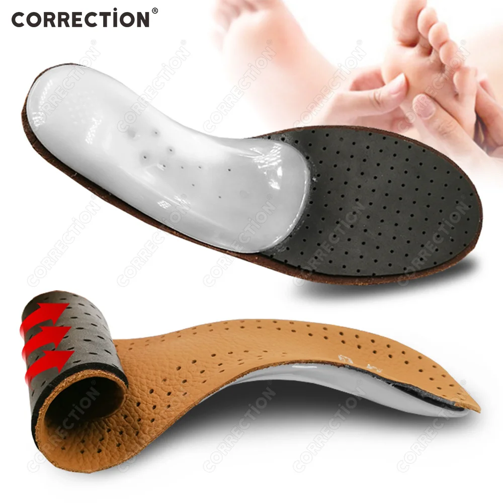 

Ортопедические стельки для плоскостопия, кожаные, с поддержкой свода стопы, для коррекции О-образных и Х-образных ног, латексные, антибактериальные, с активным углем, детские