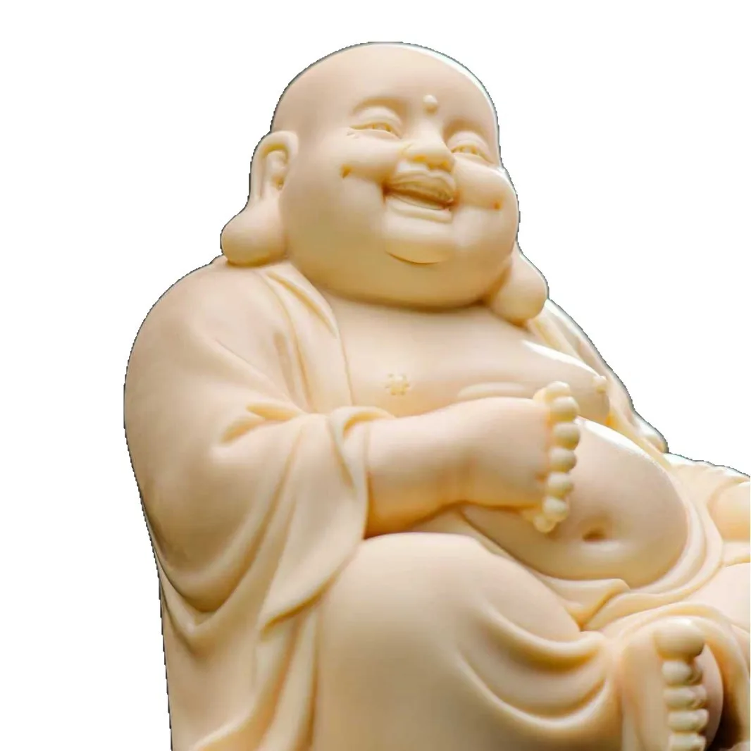Cz engraved laughing buddha figurine - happy maitreya buddha ornament