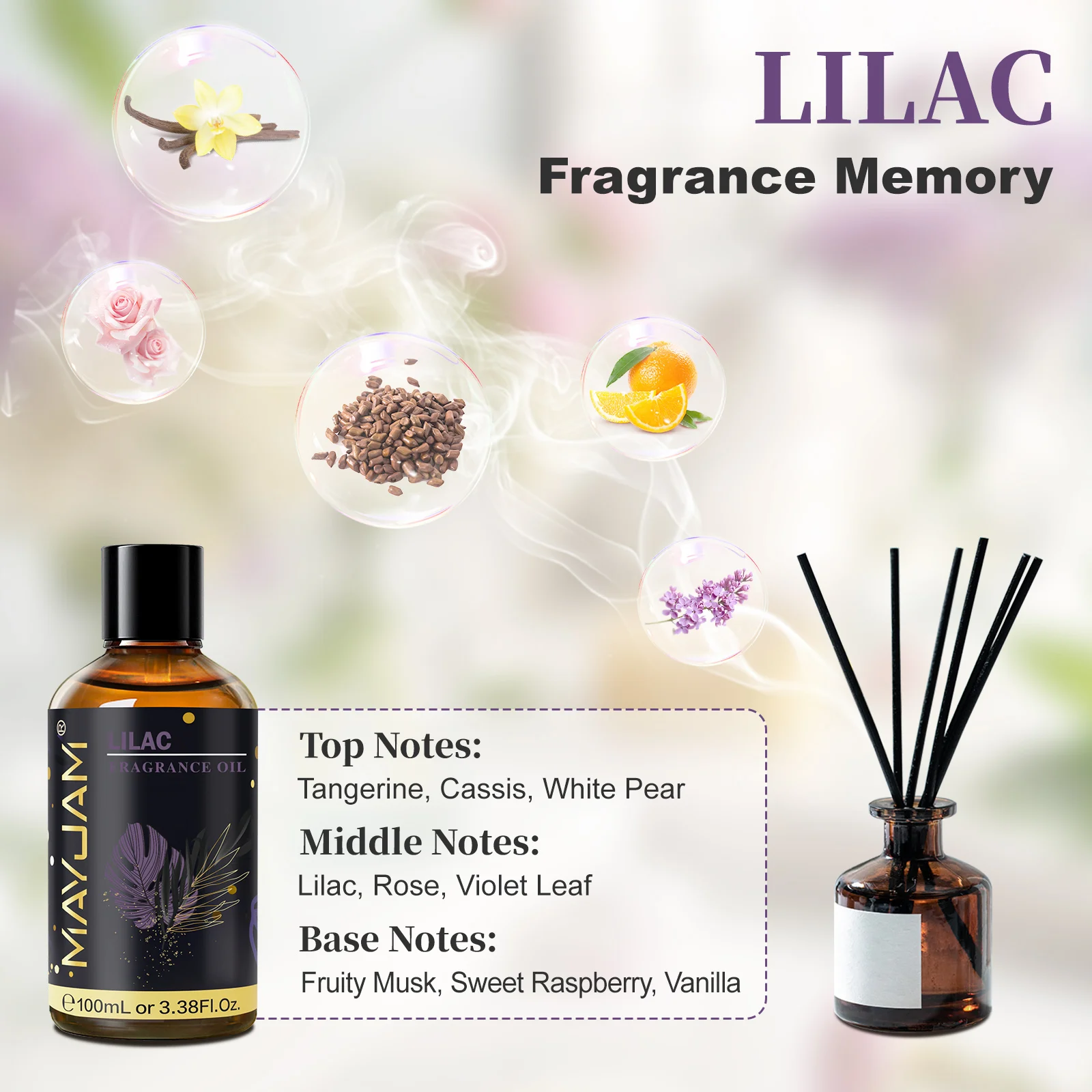 Mayjam fragrância óleo hotel lilás floresta pinho baía rhum chocolate branco santal aromas para difusor vela fazendo 100ml aroma óleo