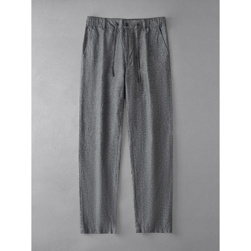 

Летние хлопковые льняные повседневные длинные брюки для мужчин, свободные льняные брюки на шнурке, прямые брюки на шнурке, тонкие дышащие простые стильные брюки