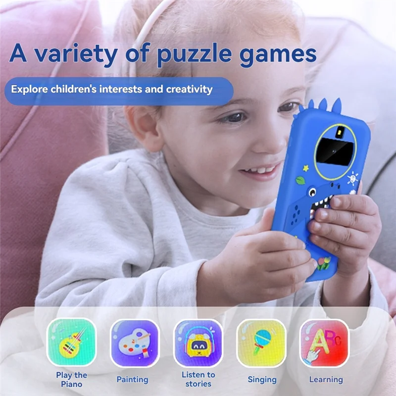 Il giocattolo per smartphone per bambini può essere fotografato/video MP3 con torcia sveglia video calendario calcolatrice registrazione doppia fotocamera