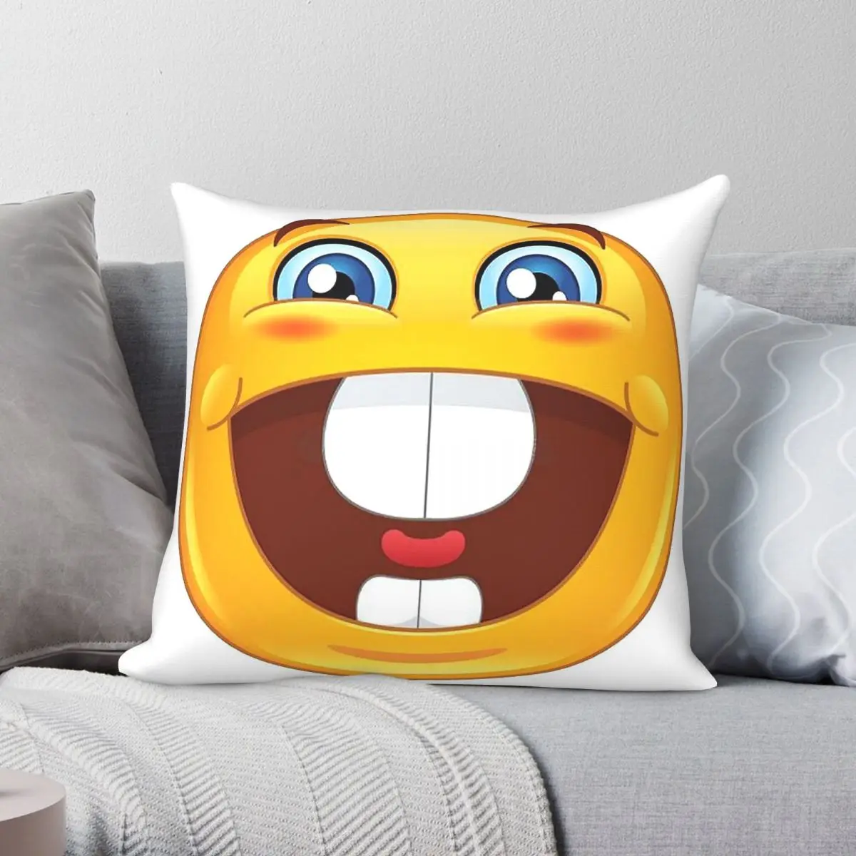 Big Teeth Square Pillowcase Polyester Linen Velvet Creative Zip Decor Throw Pillow Case Car Cushion Cover