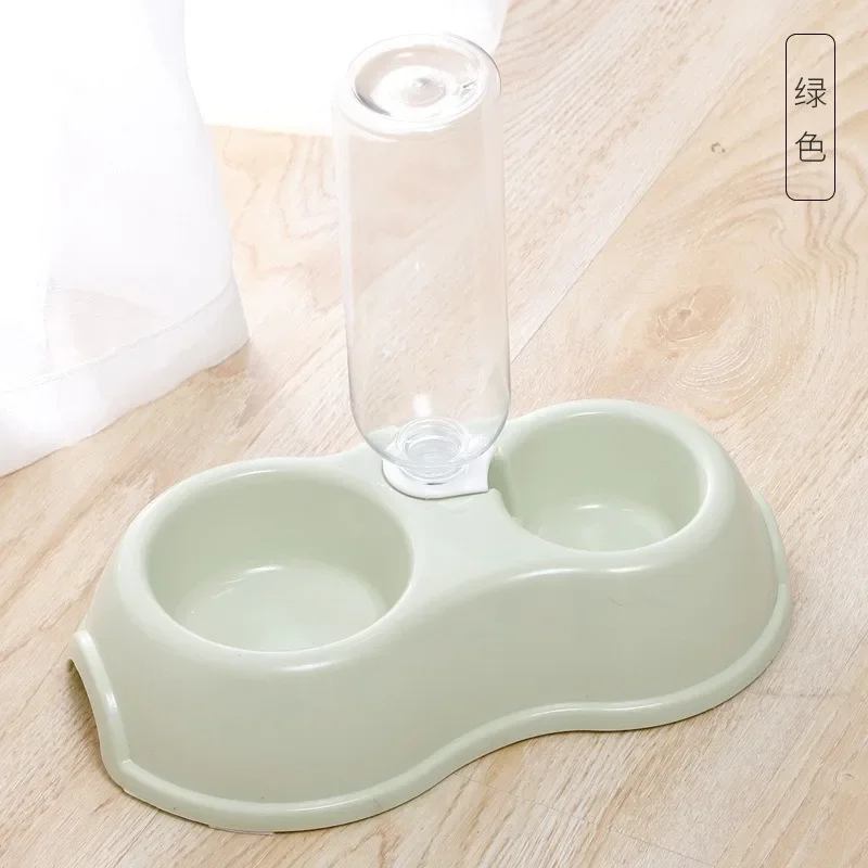 Pet Cat Bowl Automatic Feeder Water Dispenser Dog Cat Food Bowl with Drinking Raised Stand Double Dish Bowls for Cats Dogs Pet