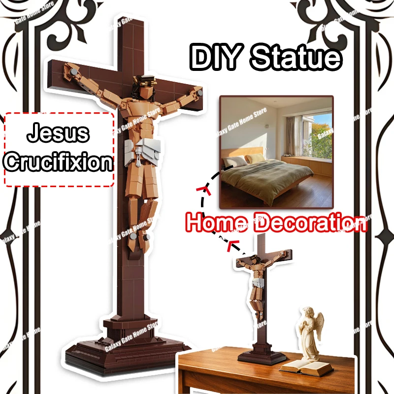 

DIY Jesus Crucifixion Assembled Statue Ornament Religious Character Home Interior Room Desk Decorations Figurines Festival Gifts