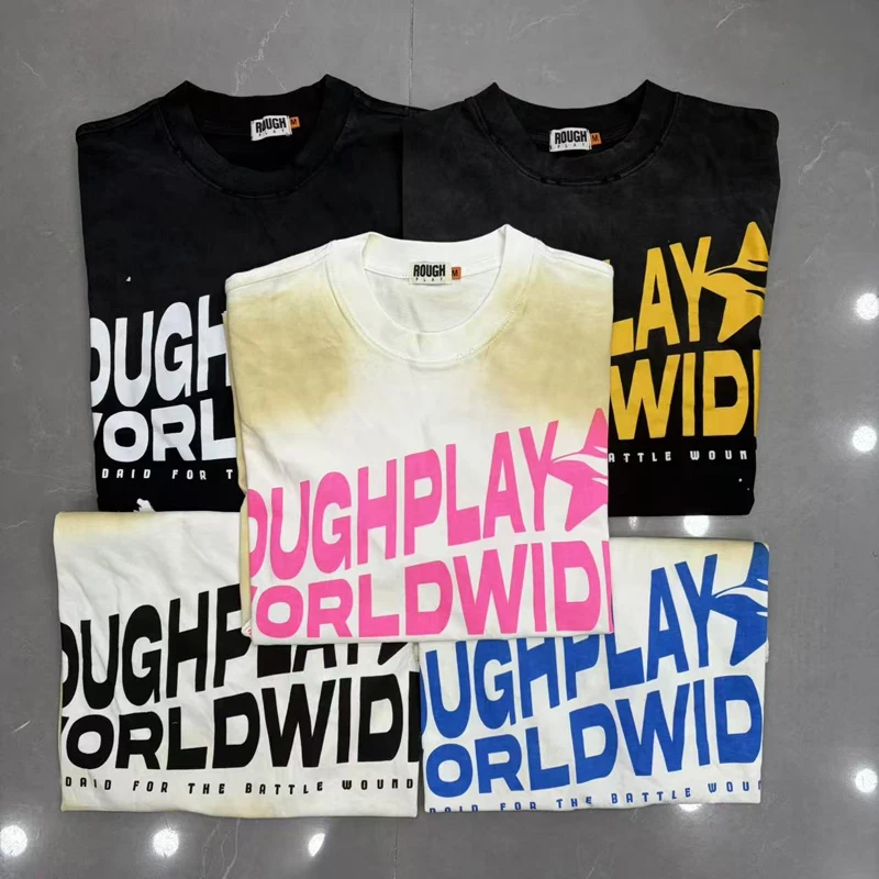 2026 New Rough Play T Shirt High Quality Fashion Men's Letter Logo T-shirt Street Hip Hop Vintage Top Tee