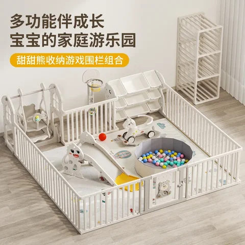 Baby Playpen Home Indoor Amusement Park Play Yard with Crawling Mat Safety Barrier Home Living Room Baby Fence Protective Game A