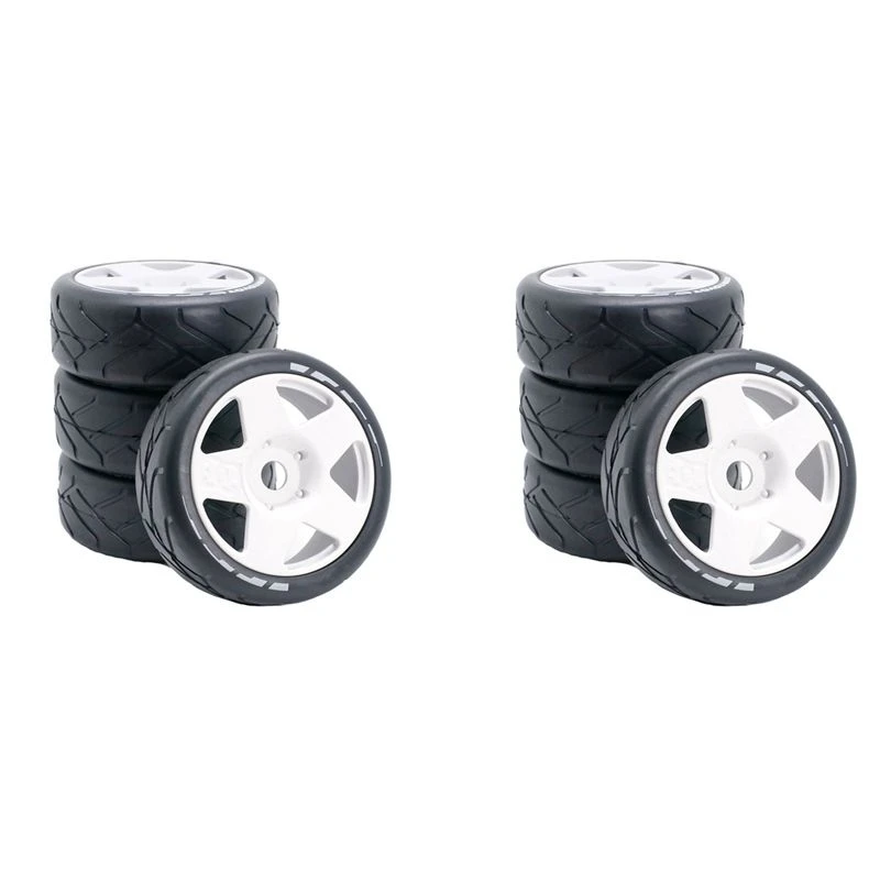 A49K-2 Set 103Mm 1/8 Scale RC Off Road Buggy Tires Wheel 17Mm Hex For ARRMA Redcat Team Losi Kyosho VRX HPI WR8 HSP,White