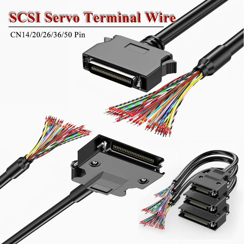 50Pin SCSI Servo Plug Termianl Wire  CN14Pin with Terminal 20Pin 26Pin 36Pin Loose Wire Shielded Line for Panasonic Yaskawa Cord