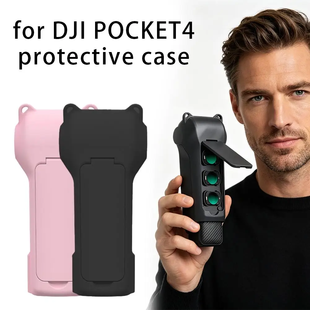 For DJI Osmo Pocket 4 Protective Case Full Cover Shockproof Anti-Scratch Precise Cutout Silicone Soft Case No Gimbal