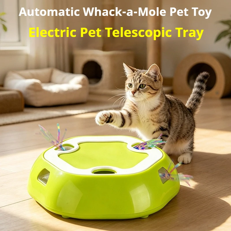 Automatic Whack-A-Mole Cat Toy, Random Pop-Up Design, Stable & Anti-Tip, Suitable for Cats of All Ages
