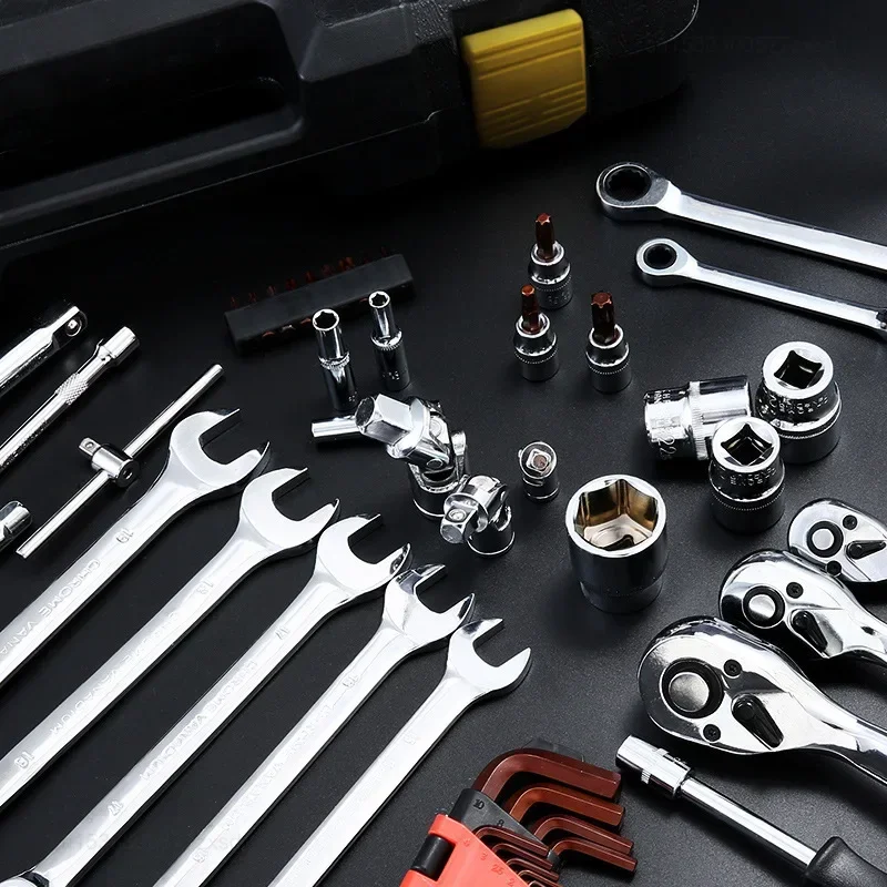 Socket Ratchet Car Repair Tool Wrench Set Ratchet Pawl Socket Spanner Screwdriver Professional Metalworking Tool Kit