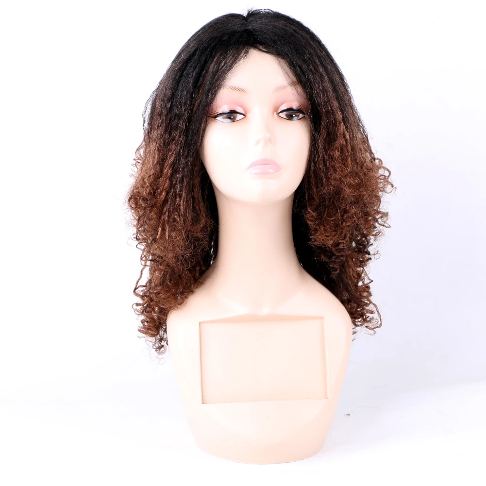 ياكي لينة قصيرة بوب غريب مستقيم براون شقراء أومبير شعر مستعار مع أطراف مجعدة للنساء السود الاصطناعية قبل قطعها غلويليس يوميا