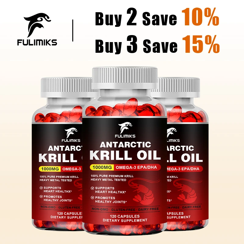 

FULIMIKS Antarctic Krill Oil Capsules 1000mg, Omega-3 EPA/DHA with Astaxanthin, Supports Heart, Brain, Joint & Immune Health