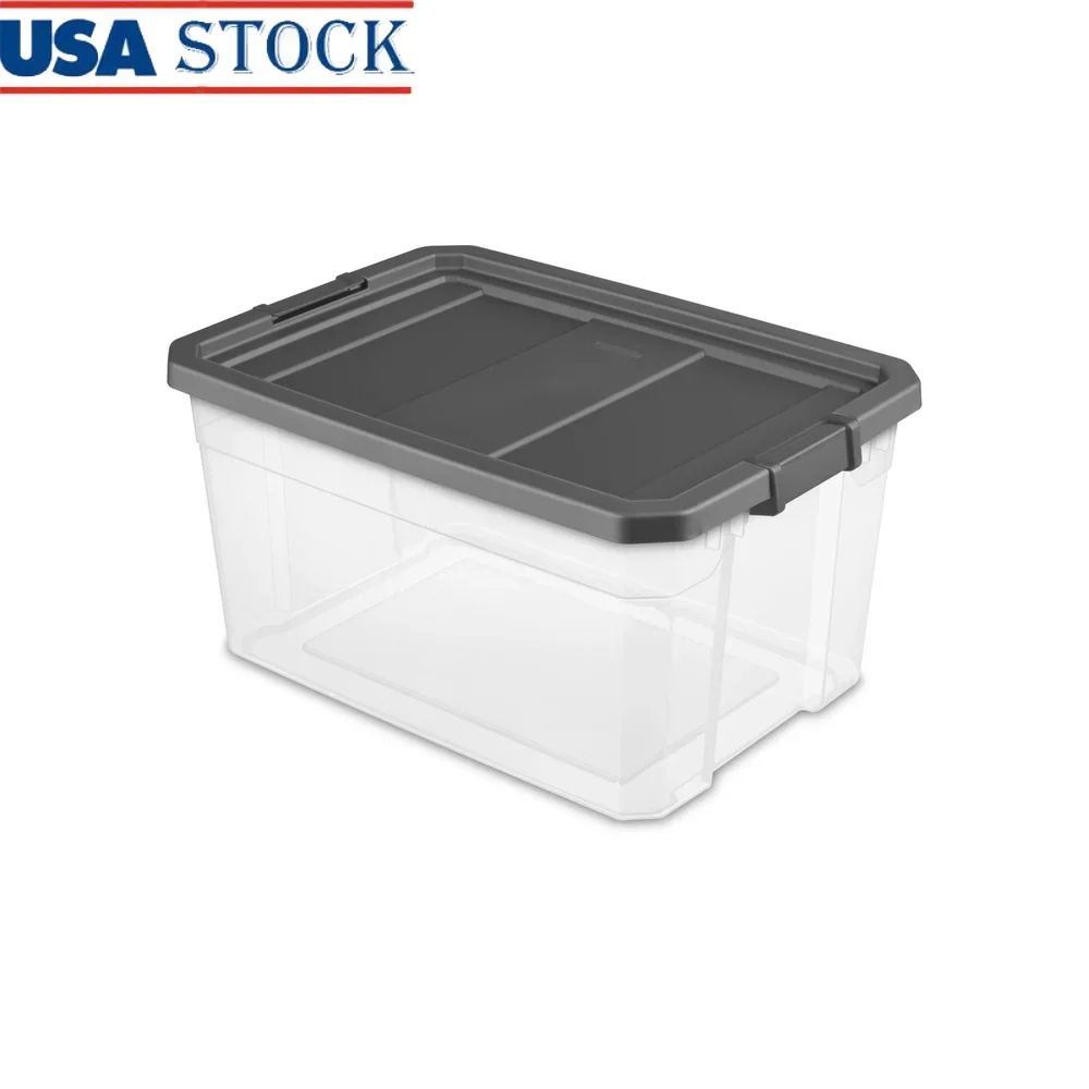 

Heavy Duty Clear Plastic Stacker Storage Box with Lid Secure Latching System Ideal Organizing Garage Closet and Attic