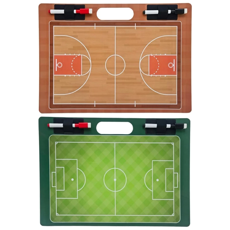 

Football Coaching Board Basketball Dry Erases Board for Coaches with 2 Markers Double-Sided Full Half Court Tactic Board X5QF