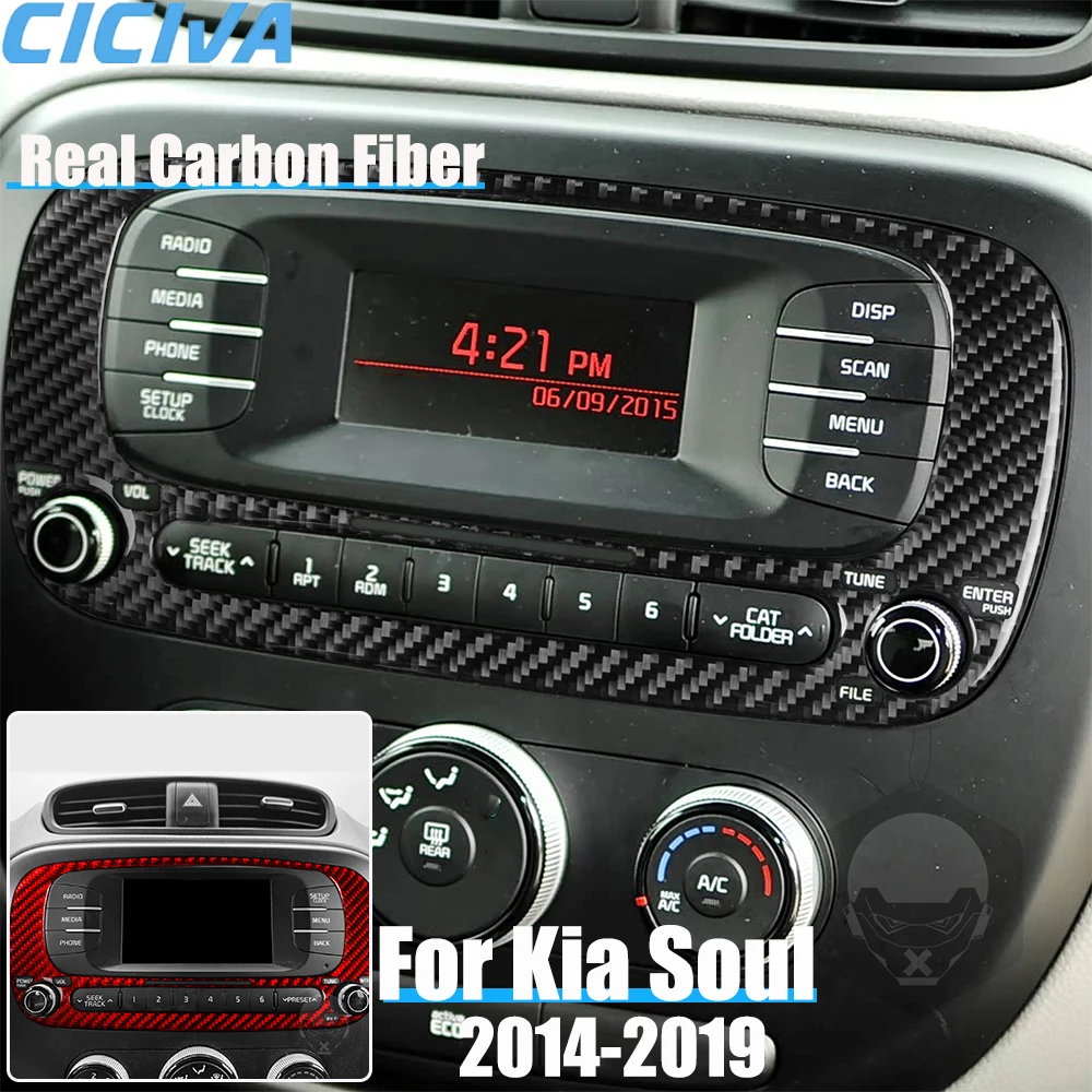 

Real Carbon Fiber Car Accessories Center Climate Control Trim Cover Soft Sticker For Kia Soul 2014 2015 2016 2017 2018 2019