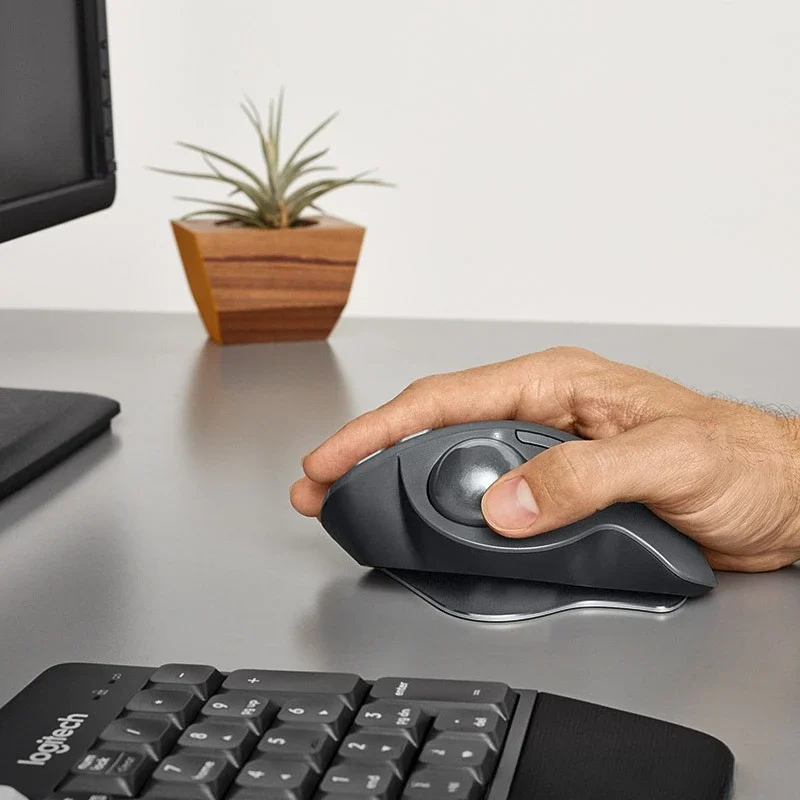 Logitech MX Ergo S Wireless Bluetooth Trackball Silent Ergonomic Mouse with 20° Tilt for Multi-Device PC Laptop Mac Computer