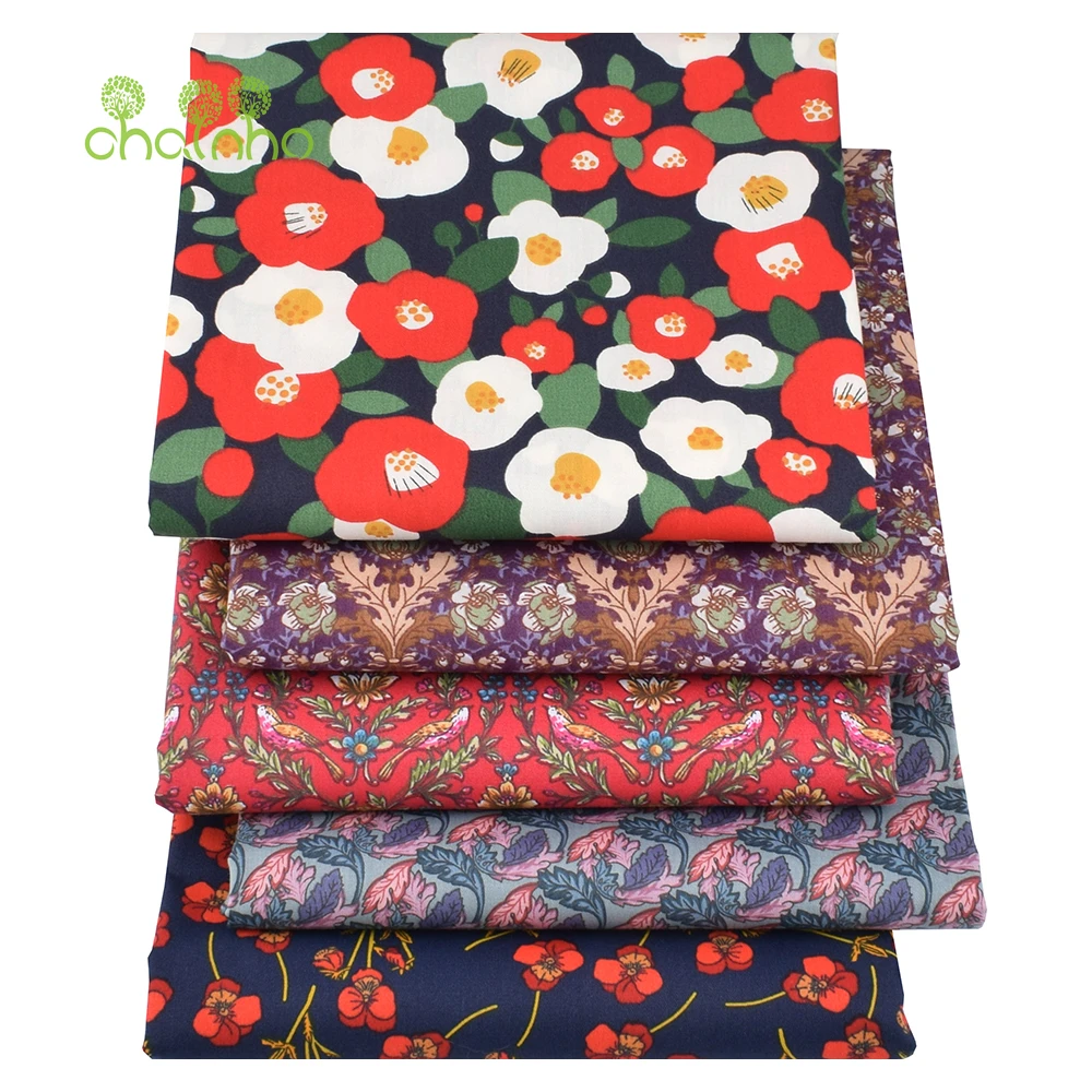 Chainho,Printed Twill Weave Cotton Fabric,Handmade Patchwork Cloth,DIY Sewing Quilting Material,Big Size,CC66-70