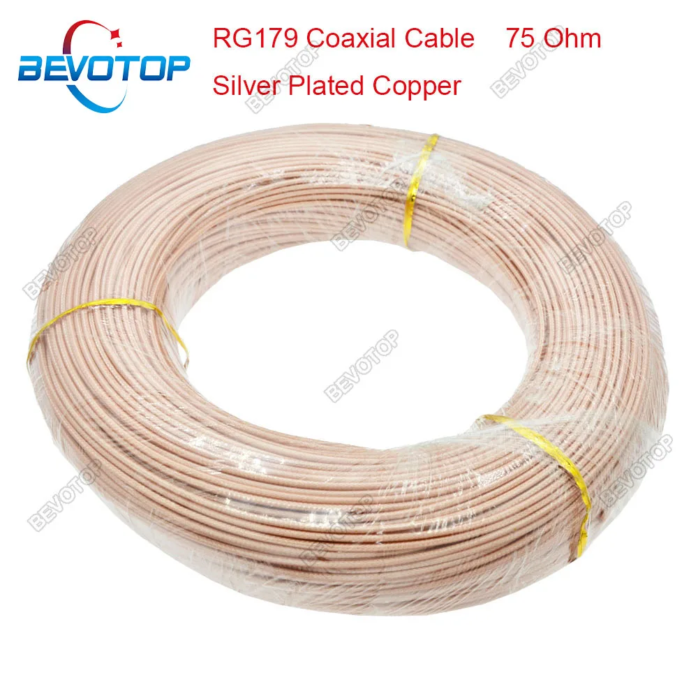 BEVOTOP RG179 Coaxial Cable Connector Wires 75 Ohm SDI Cable RG-179 Pigtail Cable Low Loss High Quality 1M~500M