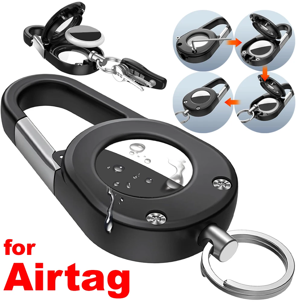 

Чехол-держатель для Airtag с карабином-брелком, водонепроницаемый защитный чехол с защитой от царапин и безопасным замком для Apple Air Tag Airtags