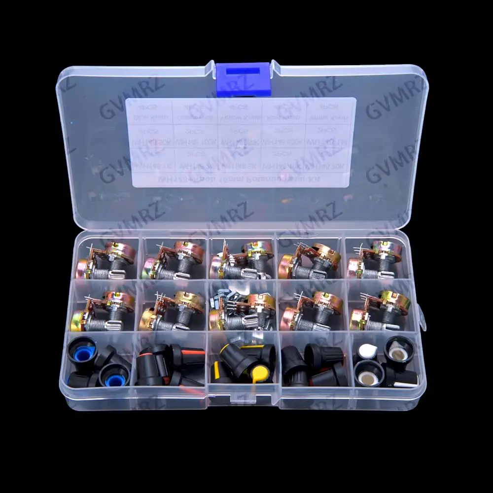 20PCS 1K-100K WH148 1K 5k 10K potentiometer switch WH148 with knob cap single 15mm 20K 50K 100K 1K 2K 5K 10K 20K 50K 100K  1M image 3