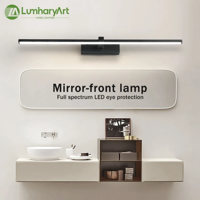 

Bathroom LED Wall Light Aluminum Alloy Modern Style Minimalist Stripe Linear Mirror Front Light White Black Bathroom Lighting