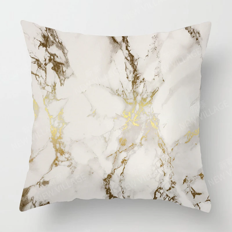 Upgrade Your Living Room Decor With Stylish Geometric Cushion Cover In Gold And White Marble Pattern Home Decor 45x45 40x40