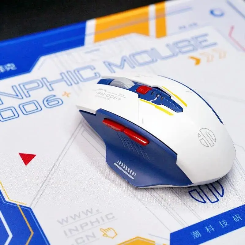 New inphic F9 Gundam Mecha Wireless Mouse Mute Type-c Charging Office Game Mouse With Mouse Pad