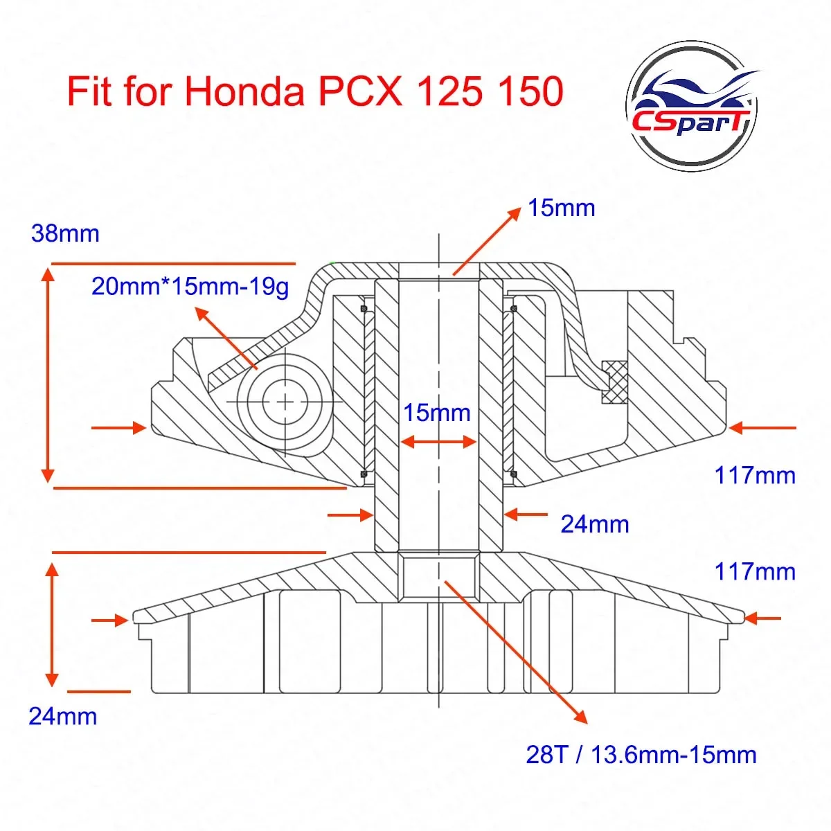 Kit de variador para Honda PCX125 WW125 PCX 125 PCX150 WW150 PCX 150 embrague de variador primario delantero móvil/unidad facial completa