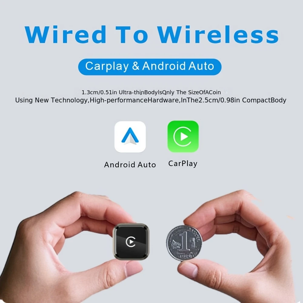 Adattatore Wireless CarPlay e Android Auto, Dongle USB da Cablato a Wireless, Box Intelligente AI Plug & Play con Connessione Automatica
