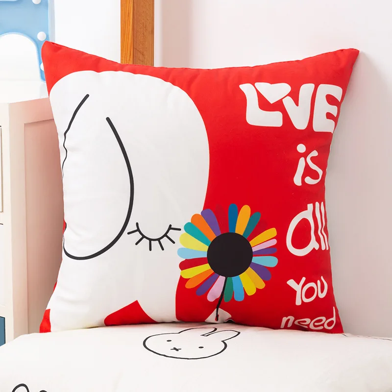 Cartoon animation patterns throw pillow cover with short plush print for living room sofa decoration cushion cover pillow covers