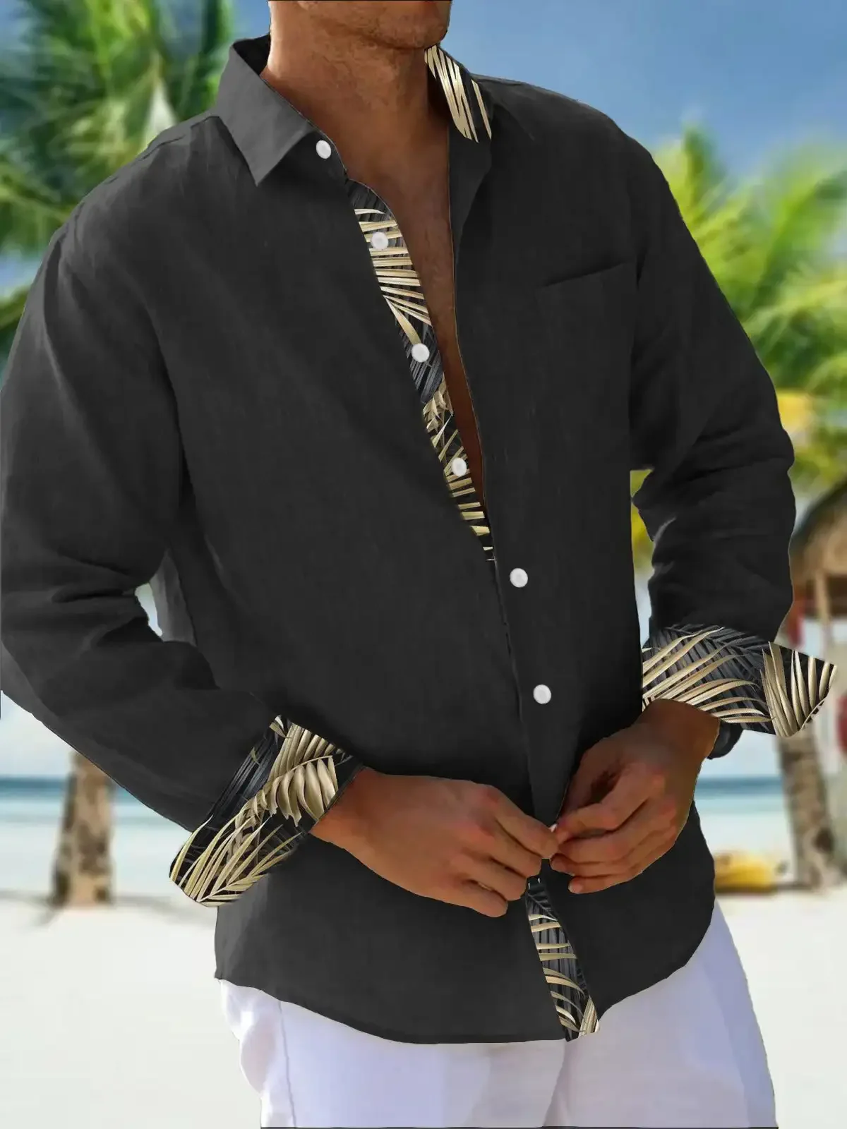 

2025 New Men's Shirts, Button Down Shirts, Casual Shirts, Spring Summer, Printed Long Sleeves, Daily, Fashionable, Comfortable