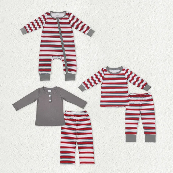 

Wholesale Baby Girls Boys Red Stripes Christmas Shirt Pants Pajamas Clothing Sets