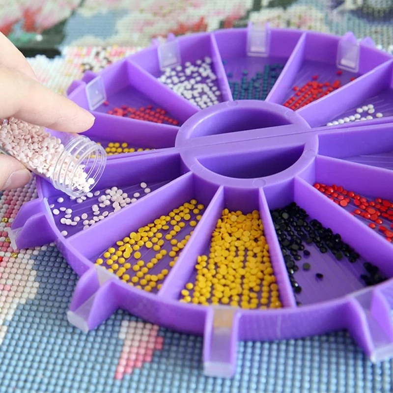 Hand-held 6 Grid Fan-shaped Diamond Painting Tray, Diamond Art Tray, Diamond Painting Tools Accessories, DIY Crafts Suppliers