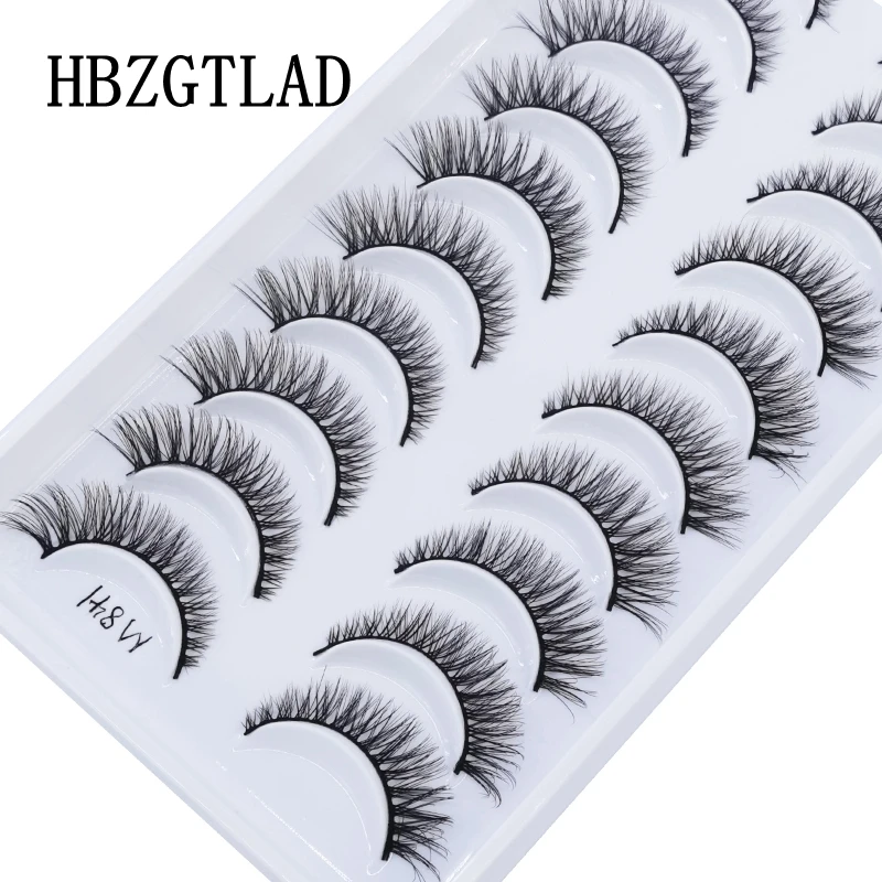 HBZGTLAD 10 pairs Eyelashes 3D Natural False Lashes Fluffy Soft Cross Fake Lashes Wispy Natural Long Eyelash Extension Makeup