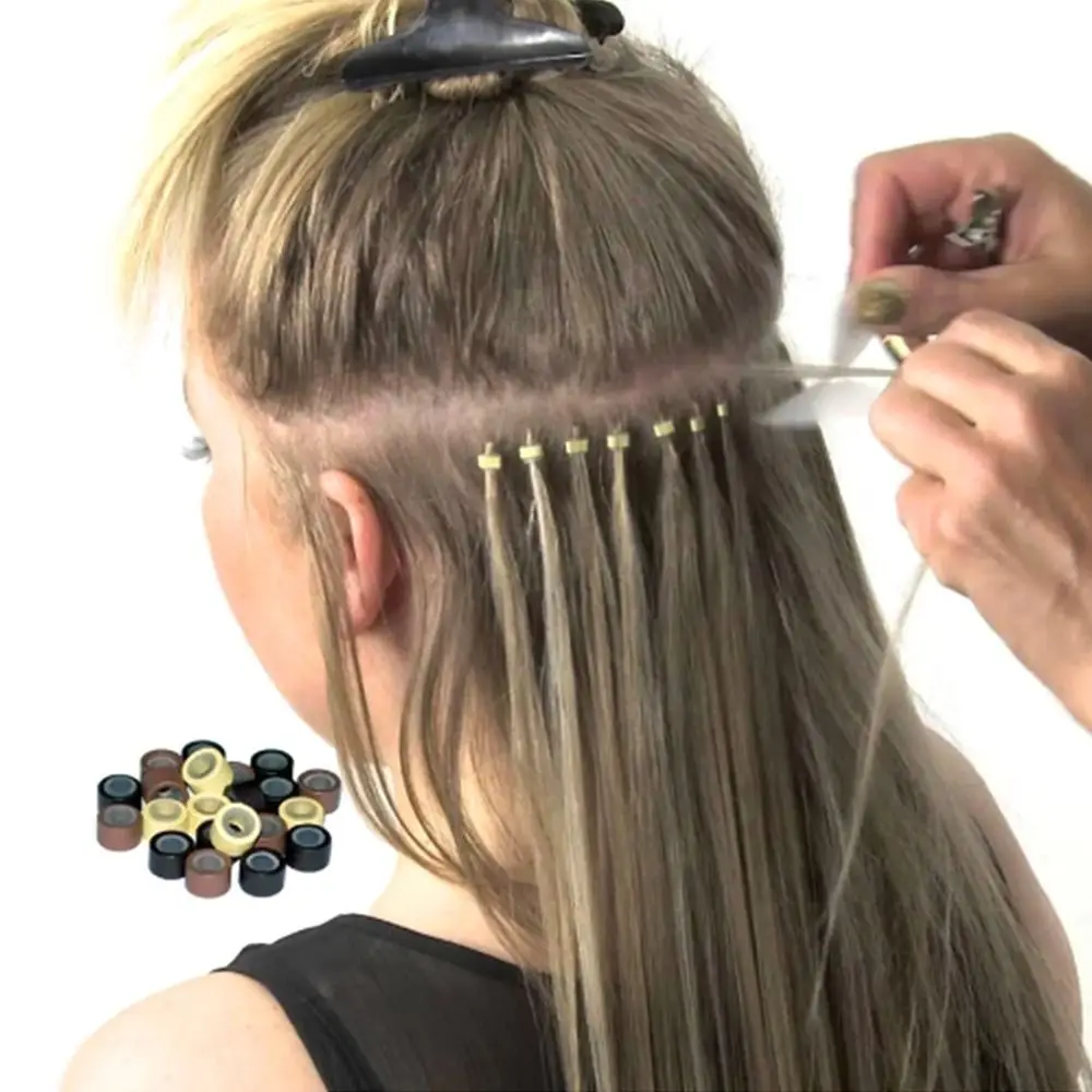 500pcs Silicone Nano Hair Rings Beads 5 Colors Links Bead Linkies Nano Ring Micro Beads Stick Hair Extension