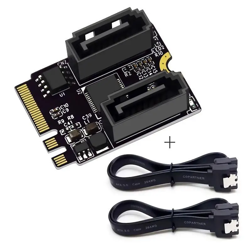 6 Gbit/s NGFF Key A+E PCI Express zu SATA 3.0 Dual Ports Adapter Konverter Festplatten-Erweiterungskarte JMB582 2230