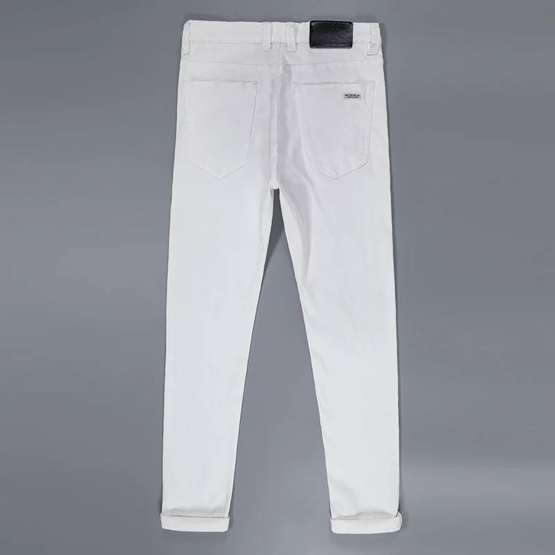 2022 ALL White Colors  Classic Elasticity Denim Trousers Male Brand Pants New Men's Straight Fit Pure Jeans Fashion Casual