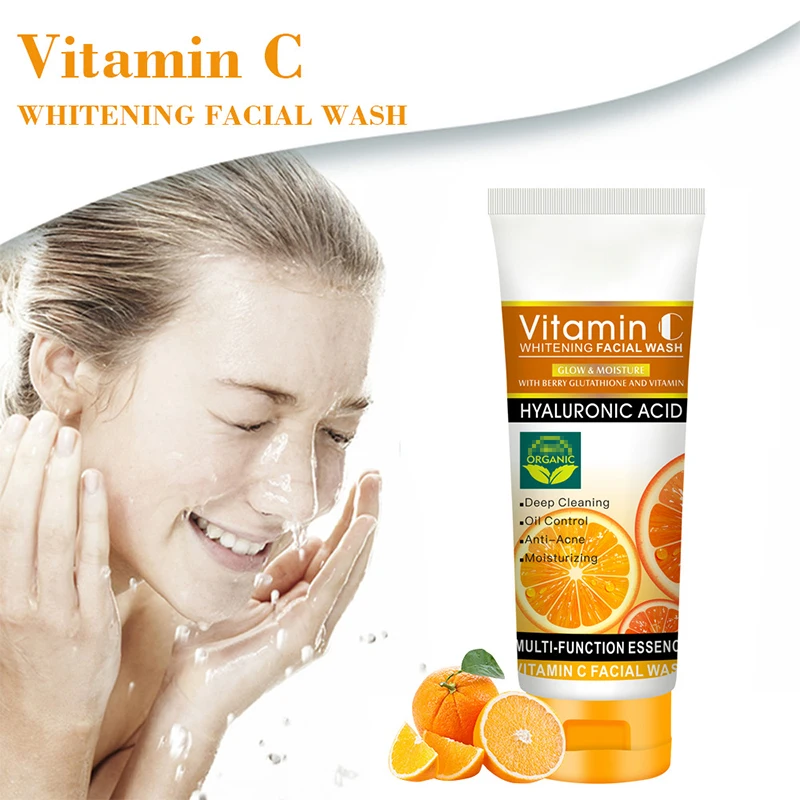 

Vitamin C Facial Cleanser Skin Cleansing Moisturizing Blackhead Remove Foam Daily Face Skincare Face Wash For Men & Women