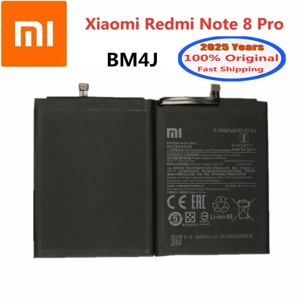 2025 Years 4500mAh BM4J 100% Original Battery For Xiaomi Redmi Note 8 Pro 8Pro Note8 Pro Genuine Replacement Phone Battery