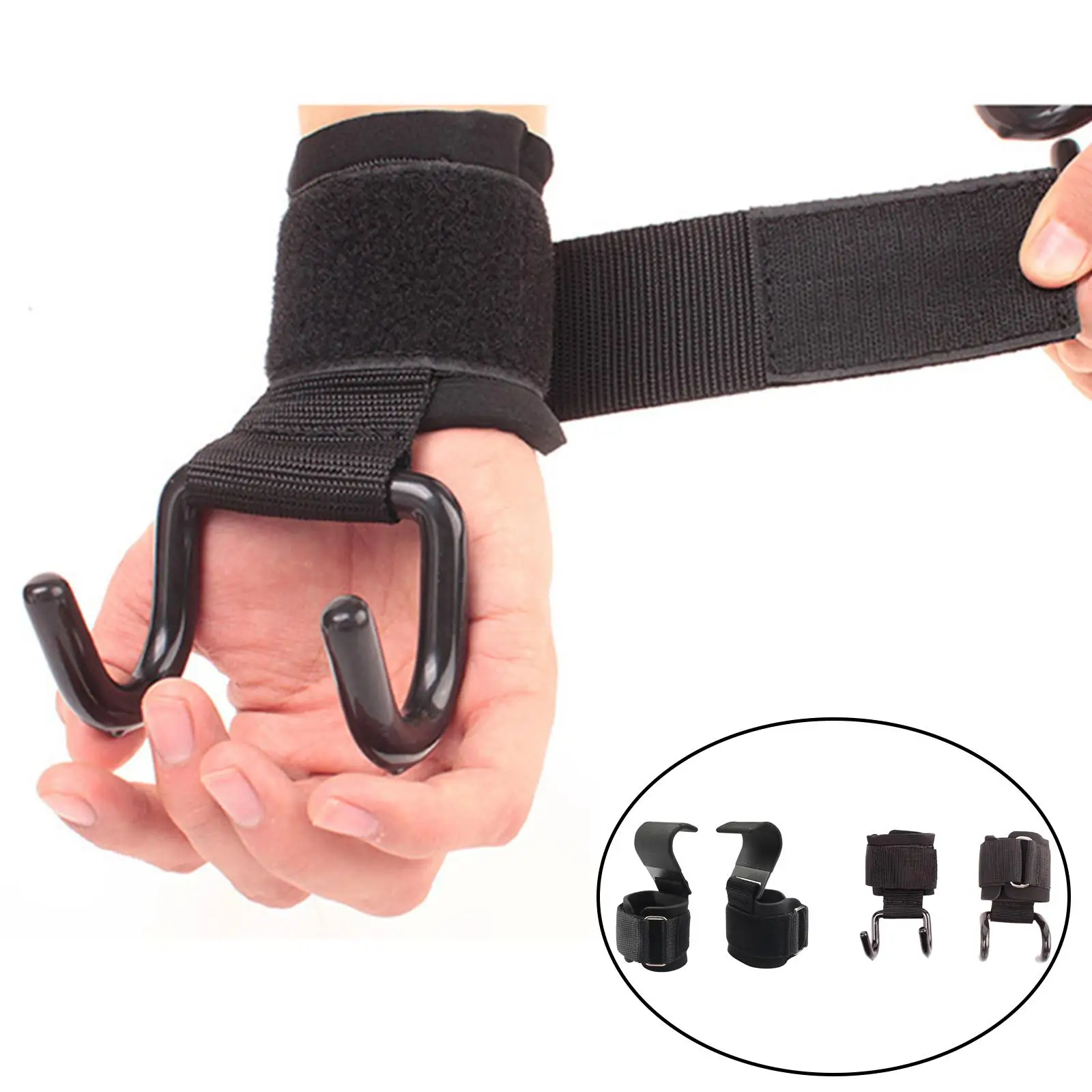 Weight Lifting Hook Training Strap Wrist Support Fitness Gym Gloves