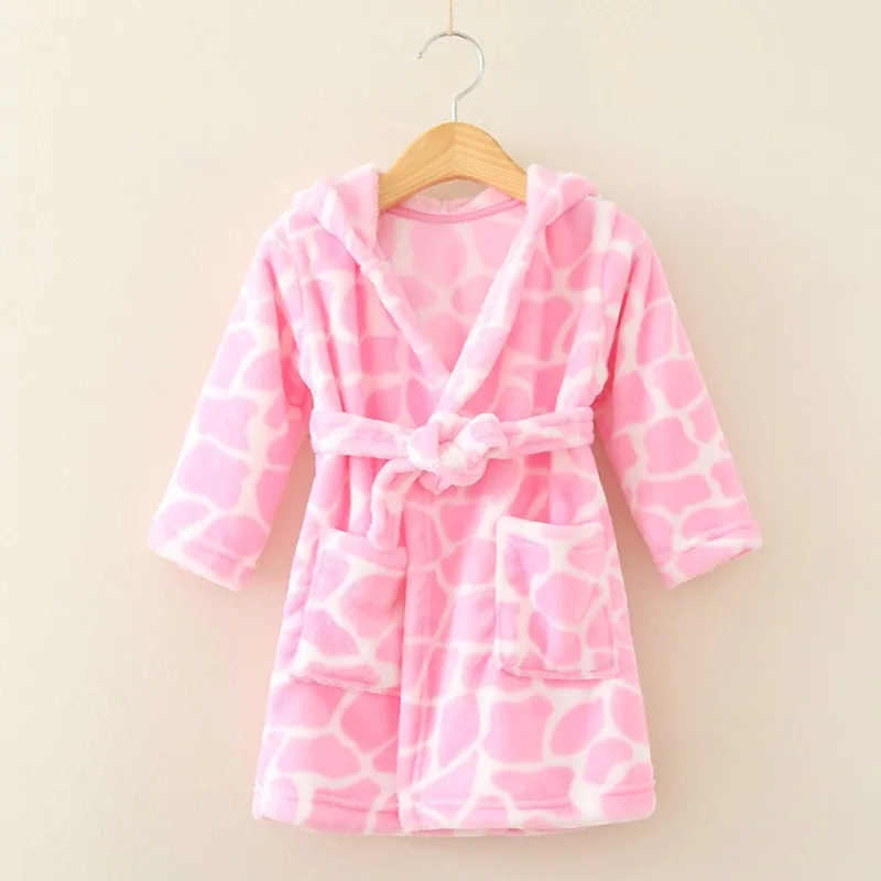 2025 primavera, outono e inverno roupas infantis loungewear meninos e meninas roupões de banho pijamas flanela com capuz camisola interior