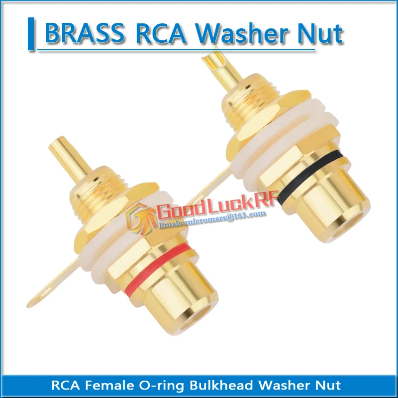 RCA Female O-ring Bulkhead Panel Mount Washer Nut audio and video connection Brass lotus AV bus audio terminal RF connector